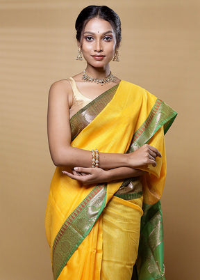 Yellow Kota Cotton Saree With Blouse Piece