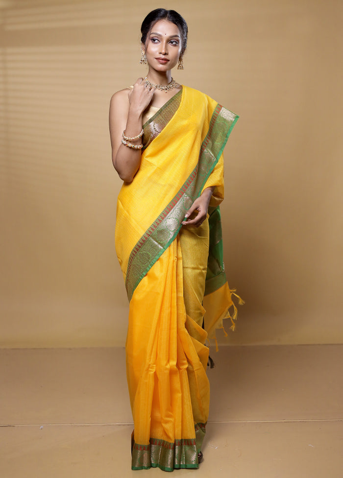 Yellow Kota Cotton Saree With Blouse Piece