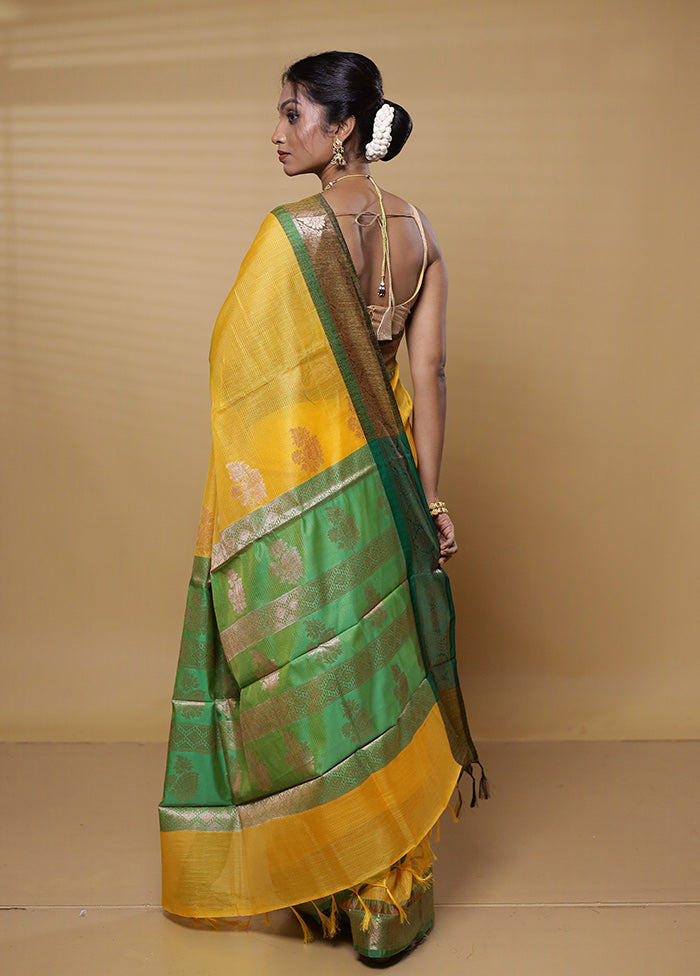 Yellow Kota Cotton Saree With Blouse Piece