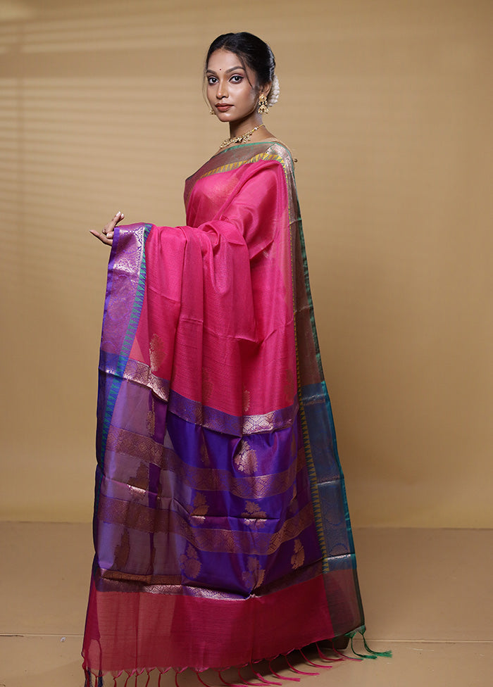 Pink Kota Cotton Saree With Blouse Piece