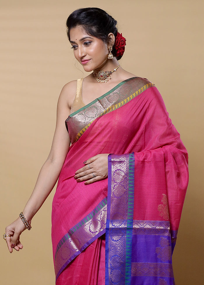 Pink Kota Cotton Saree With Blouse Piece