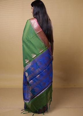 Green Kota Cotton Saree With Blouse Piece