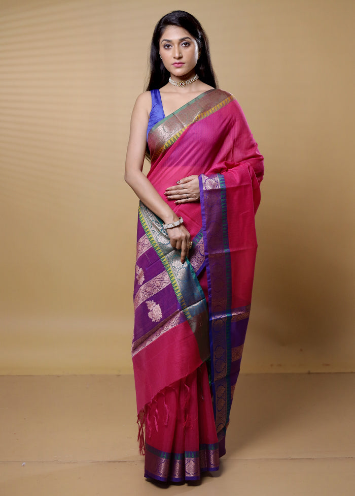 Pink Kota Cotton Saree With Blouse Piece