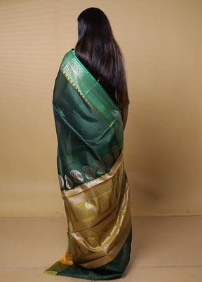 Green Kota Cotton Saree With Blouse Piece