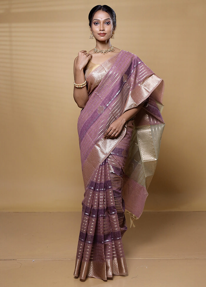 Purple Kora Silk Saree With Blouse Piece