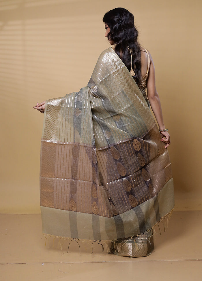 Grey Kora Silk Saree With Blouse Piece