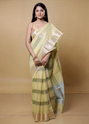 Yellow Kora Silk Saree With Blouse Piece