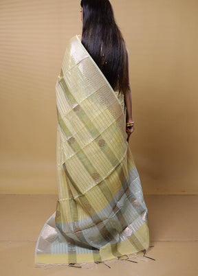 Yellow Kora Silk Saree With Blouse Piece