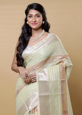 Green Kora Silk Saree With Blouse Piece