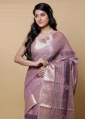 Purple Kora Silk Saree With Blouse Piece