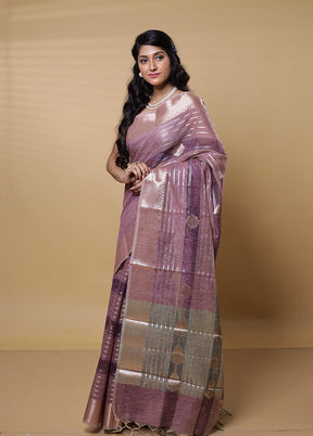 Purple Kora Silk Saree With Blouse Piece