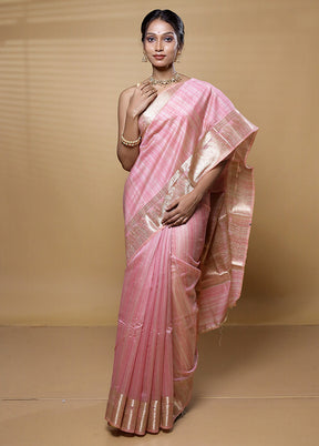 Pink Dupion Silk Saree With Blouse Piece