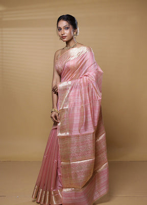 Pink Dupion Silk Saree With Blouse Piece