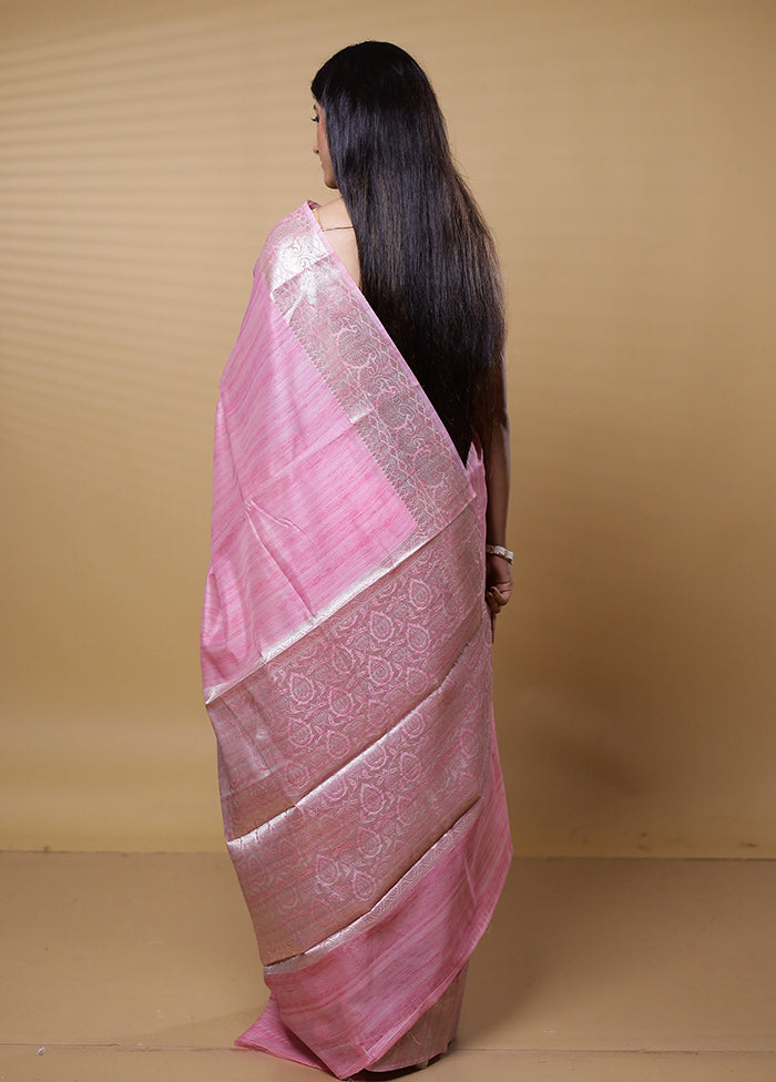 Pink Dupion Silk Saree With Blouse Piece