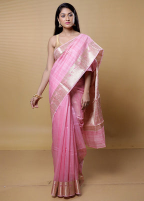 Pink Dupion Silk Saree With Blouse Piece