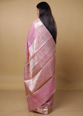 Pink Dupion Silk Saree With Blouse Piece