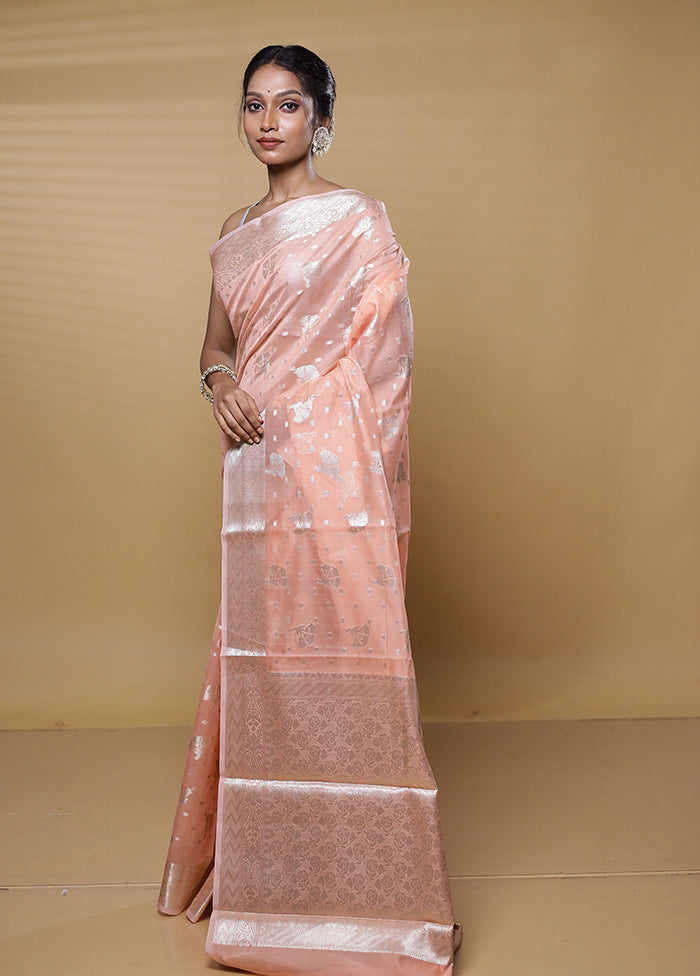 Pink Dupion Silk Saree With Blouse Piece