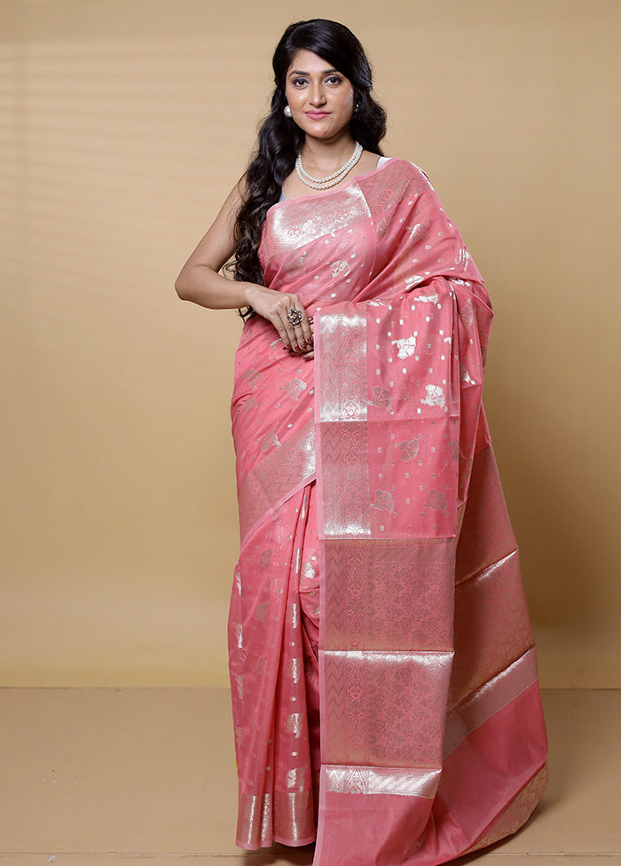 Pink Dupion Silk Saree With Blouse Piece