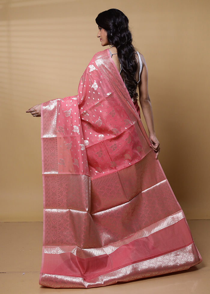 Pink Dupion Silk Saree With Blouse Piece