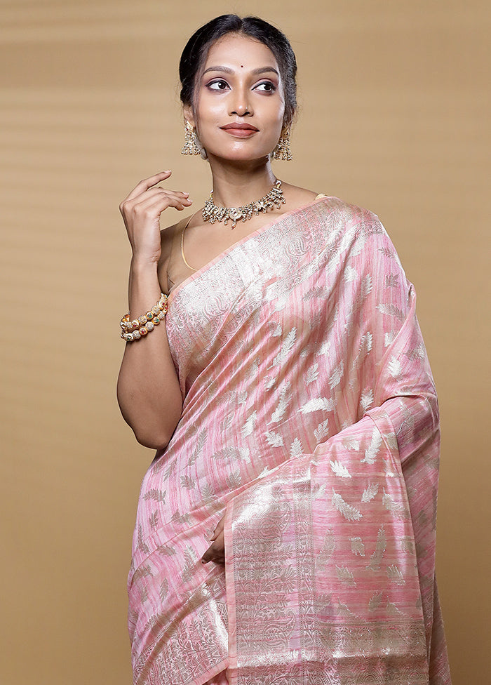 Pink Dupion Silk Saree With Blouse Piece