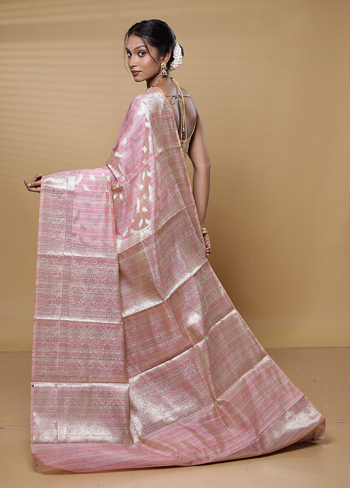 Pink Dupion Silk Saree With Blouse Piece