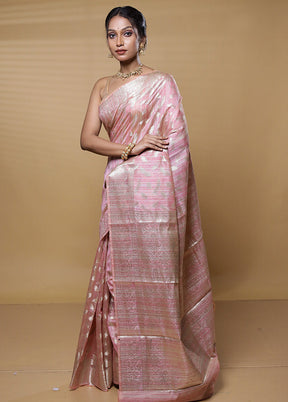 Pink Dupion Silk Saree With Blouse Piece