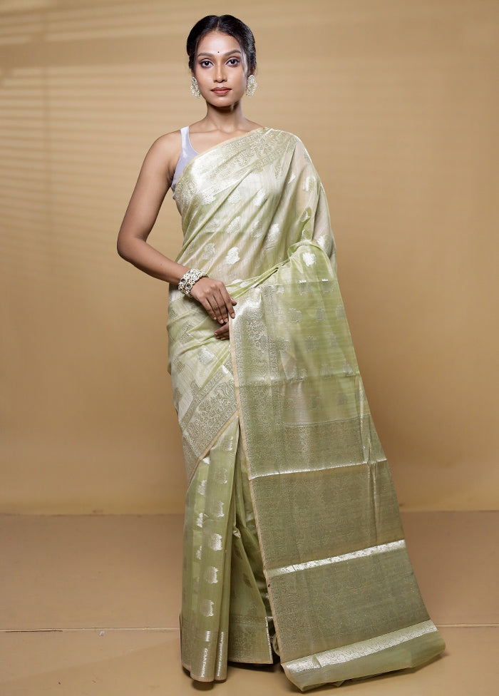 Green Organza Saree With Blouse Piece