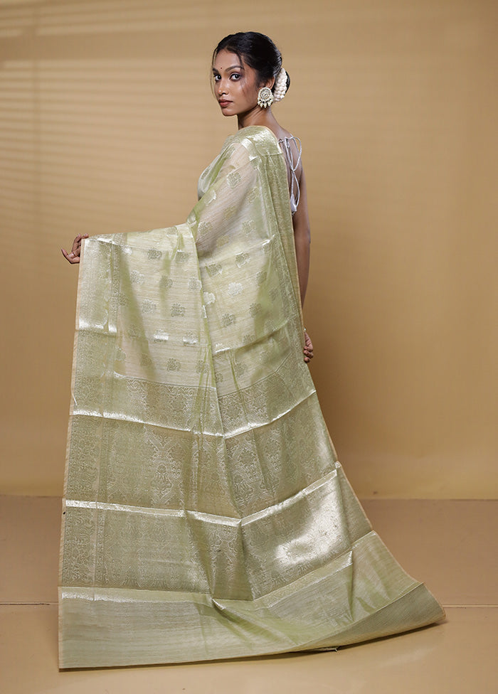 Green Organza Saree With Blouse Piece