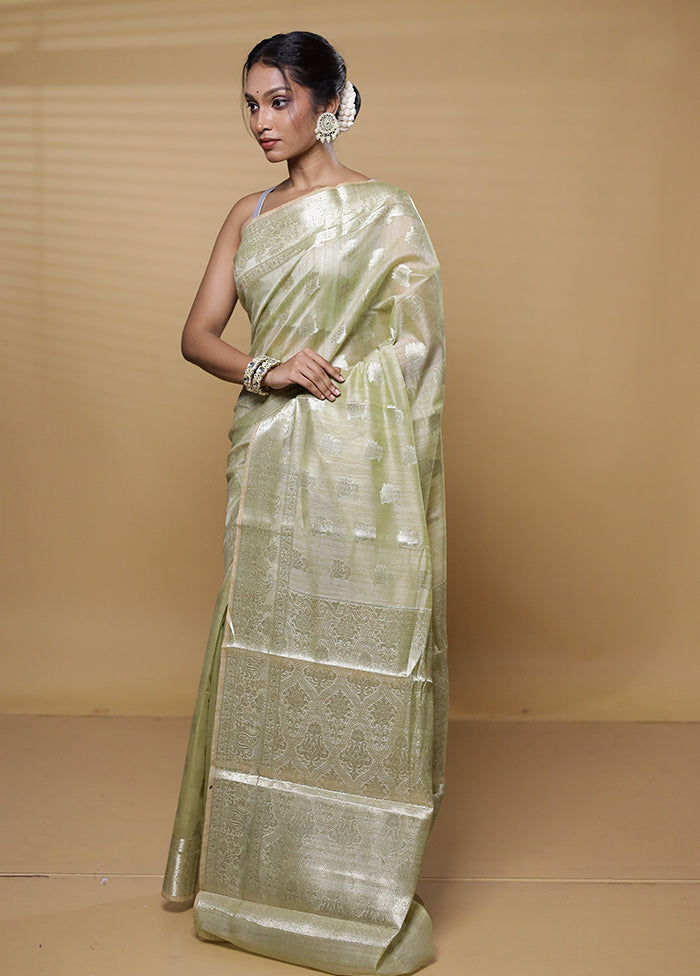 Green Organza Saree With Blouse Piece