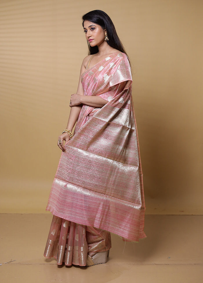 Pink Organza Saree With Blouse Piece