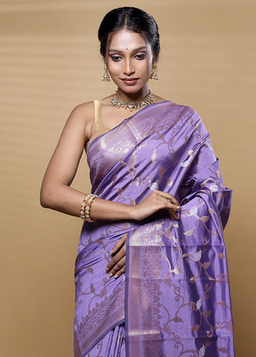 Purple Dupion Silk Saree With Blouse Piece