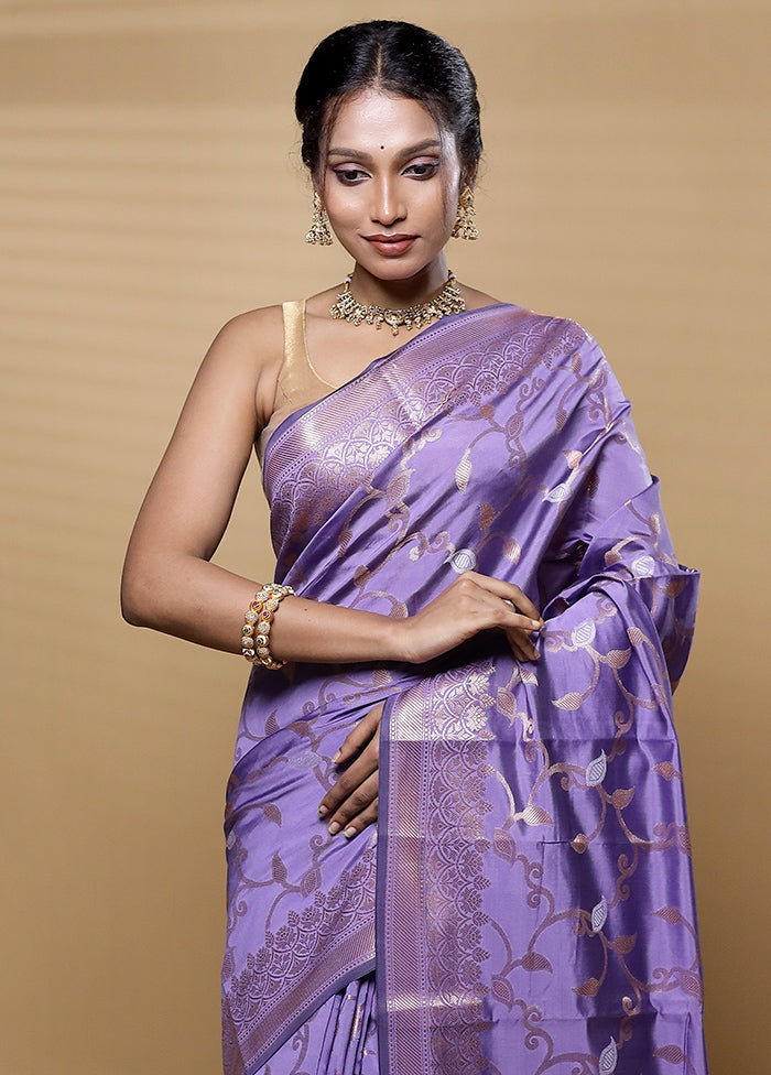 Purple Dupion Silk Saree With Blouse Piece