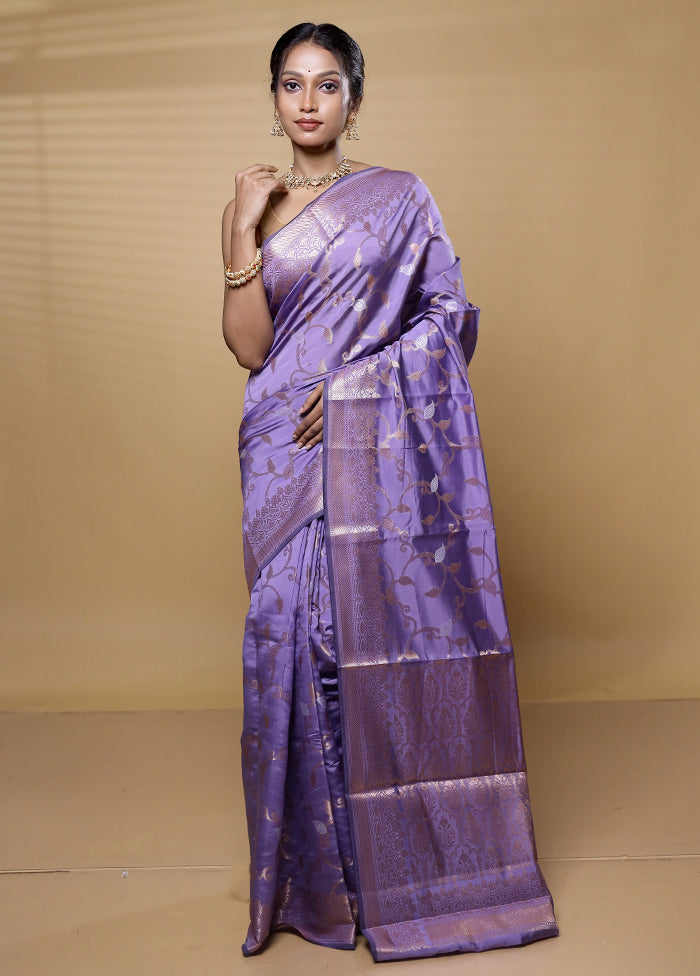 Purple Dupion Silk Saree With Blouse Piece