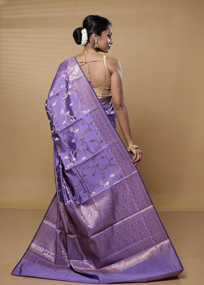 Purple Dupion Silk Saree With Blouse Piece