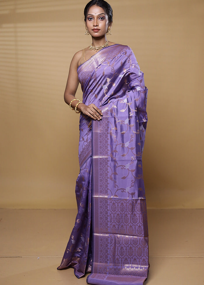 Purple Dupion Silk Saree With Blouse Piece