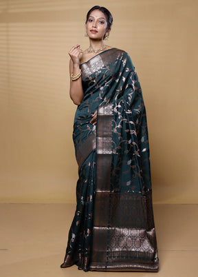 Green Dupion Silk Saree With Blouse Piece