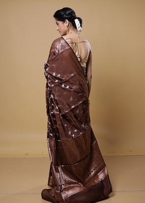 Brown Dupion Silk Saree With Blouse Piece