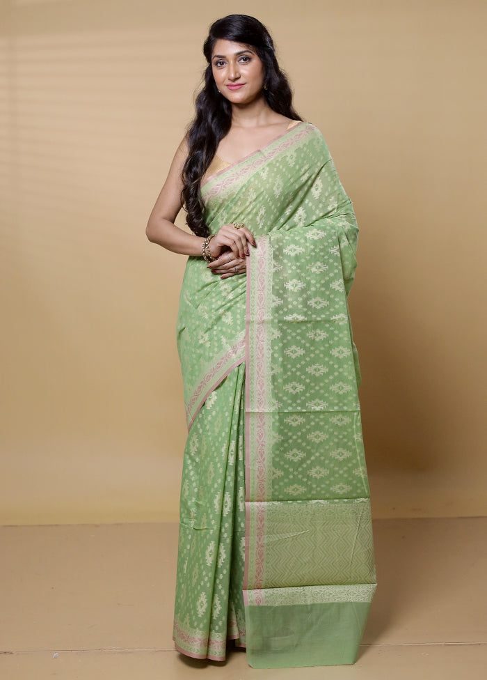 Pink Cotton Saree With Blouse Piece