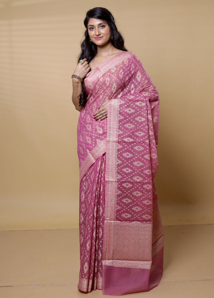 Purple Cotton Saree With Blouse Piece