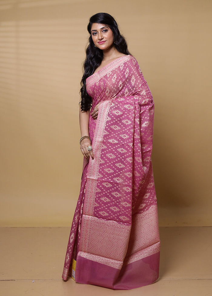 Purple Cotton Saree With Blouse Piece