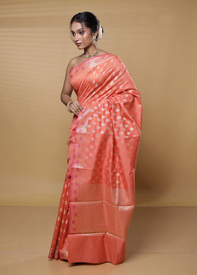 Orange Kora Silk Saree With Blouse Piece