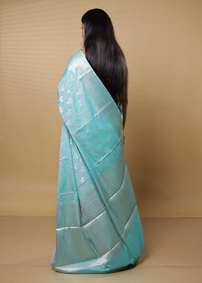 Blue Kora Silk Saree With Blouse Piece