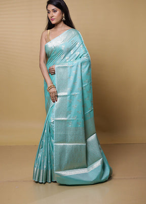 Blue Kora Silk Saree With Blouse Piece