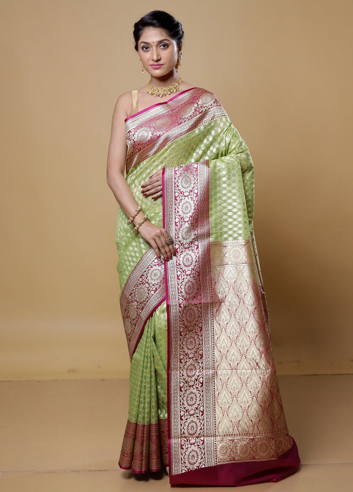 Green Kora Silk Saree With Blouse Piece