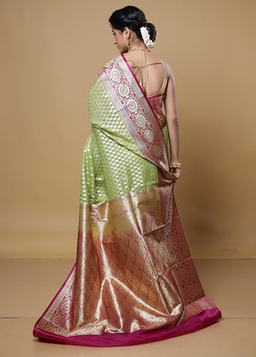 Green Kora Silk Saree With Blouse Piece