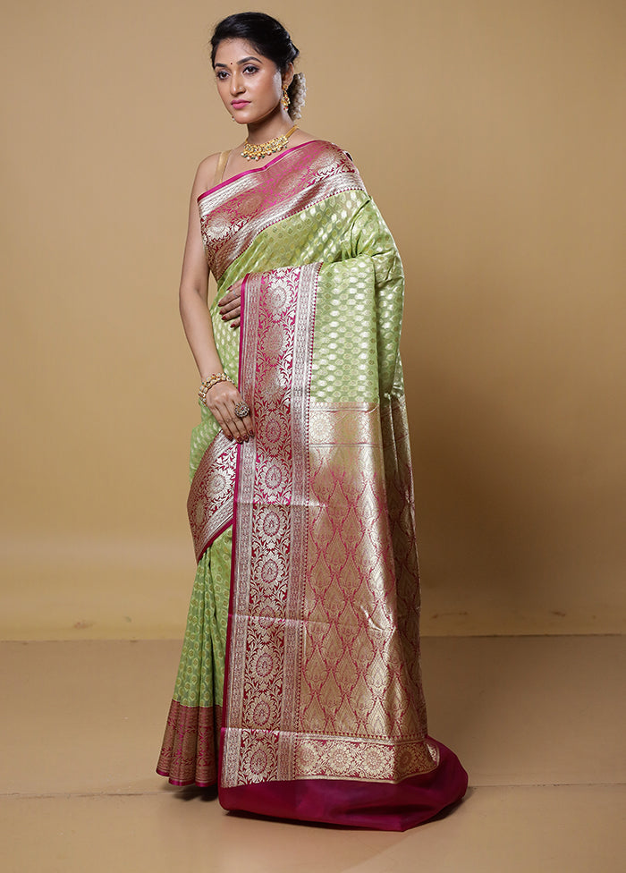 Green Kora Silk Saree With Blouse Piece