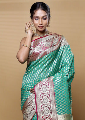 Green Katan Silk Saree With Blouse Piece