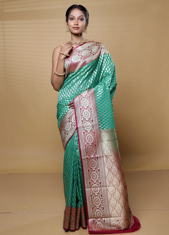 Green Katan Silk Saree With Blouse Piece