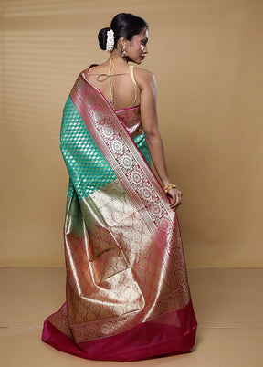 Green Katan Silk Saree With Blouse Piece