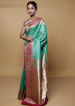 Green Katan Silk Saree With Blouse Piece